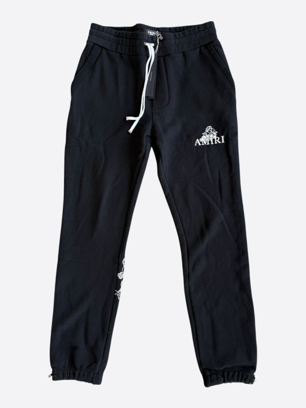 Amiri Black & White Cherub Logo Crystal Sweatpants